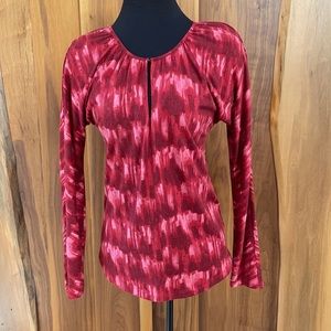 Daisy Fuentes Moda Red Pattern Blouse, Size Small